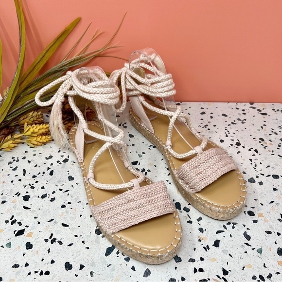 NEW Splendid Mimosa Pink Espadrille Lace Up Platform Women’s Sandals Sz 8.5 - Picture 1 of 8